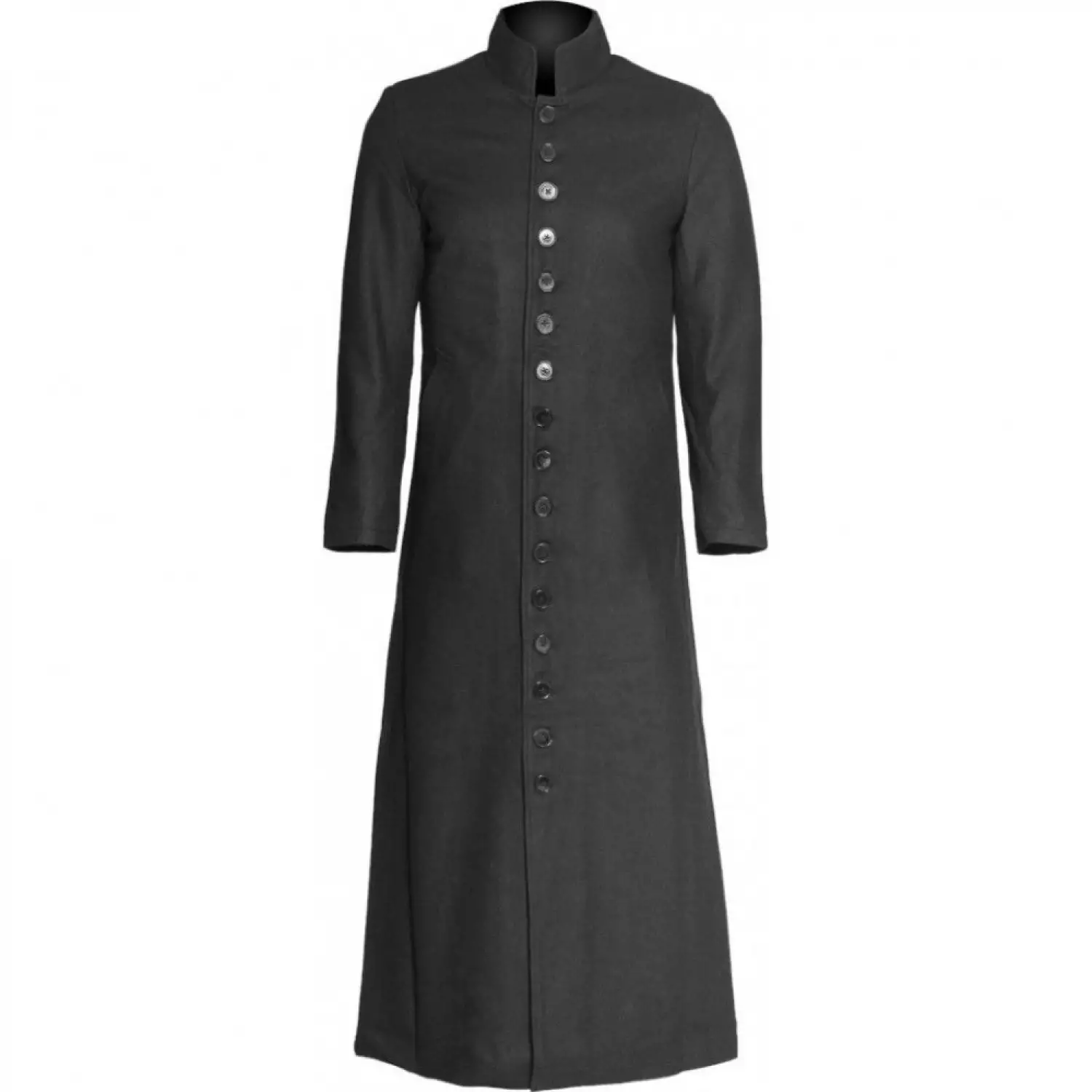 Stand Collar Preacher Long Coat | Men's Gothic Wool Duster
